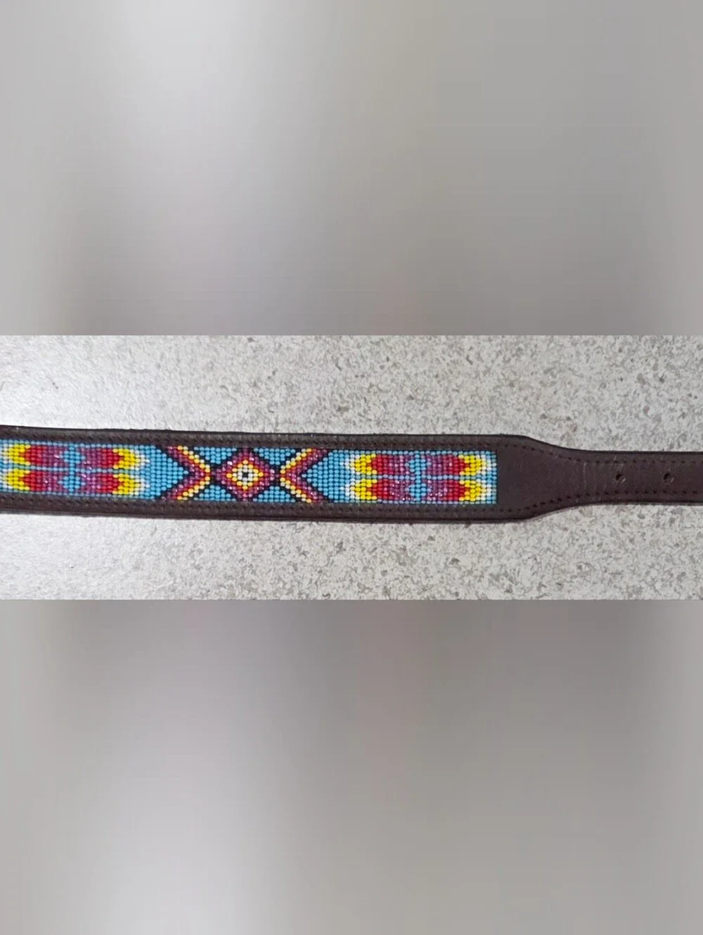 Leather Dog Collar with Multicolor Pattern
